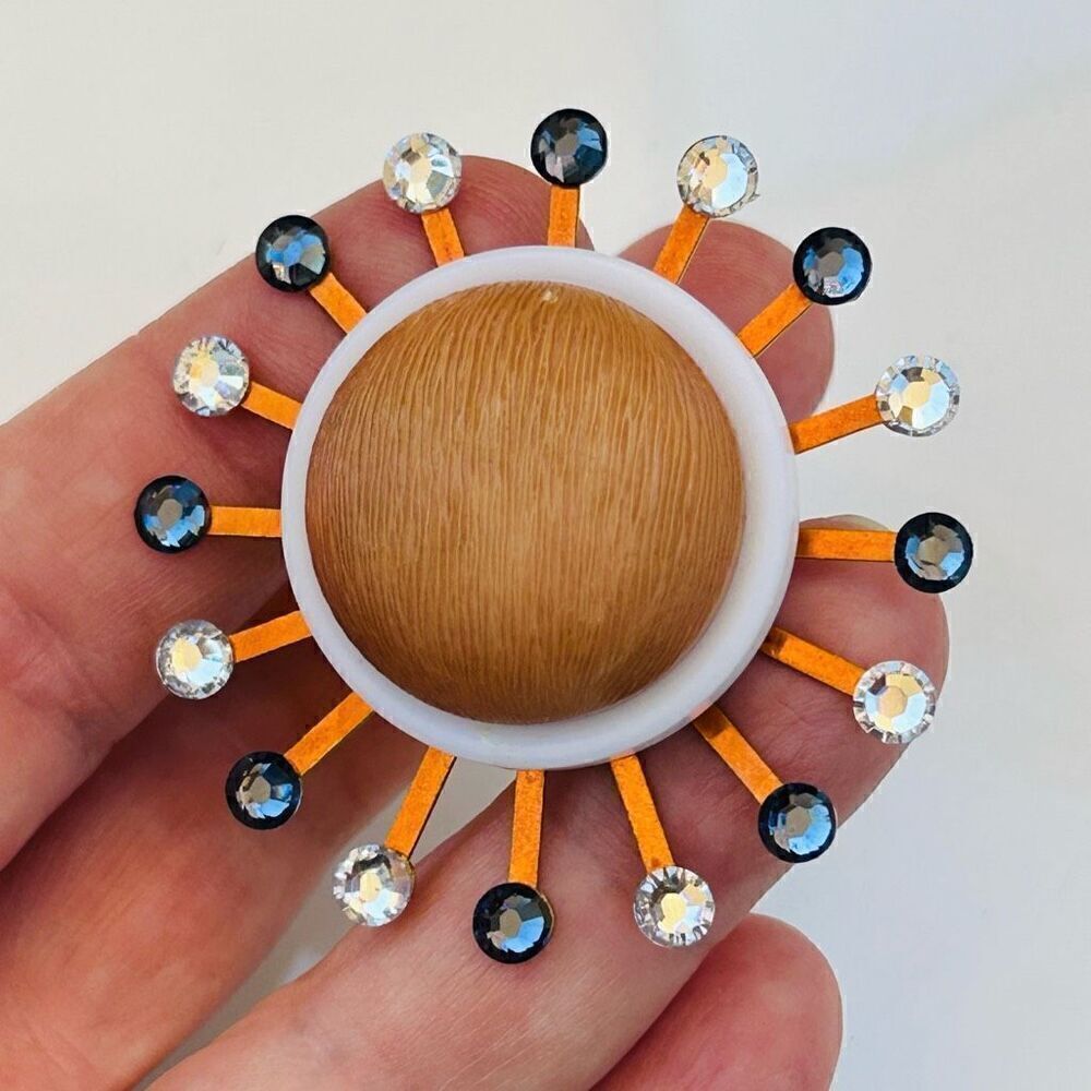 Upcycled Atomic Starburst Refrigerator Magnet Buttons Rhinestones